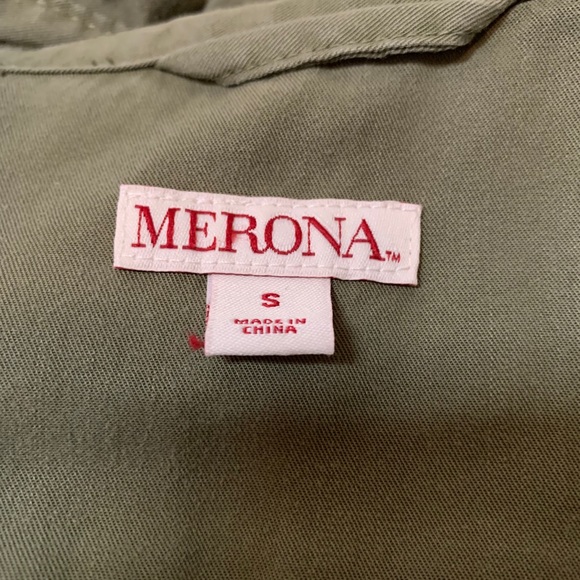 Merona Olive Green Button Up Shirt Dress Small - Picture 5 of 6